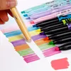 Evidenziatori Pennarelli cancellabili Pennarelli fluorescenti a colori pastello 12 colori Cancelleria Kawaii per forniture per ufficio scolastiche per studenti