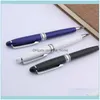 Długopisy Pisanie Materiały Office Business BusinessOffice School Metal Sier Blue Black White 0.7mm Kręgu Klasyczne Prezent Ballpoint Pióro Drop De