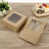 Gift Wrap 10 stks Wit Kraftpapier Kleur Bakkerij Cookie Cake Pies Dozen met Windows Pakket Decoratieve doos voor voedsel Geschenken Verpakkingzak