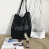 2021 Neue koreanische koreanische japanische mesh handtasche mode einkaufen tasche hohl leinwand strand große kapazität umhängetasche totes