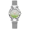 Montre à quartz pour femme 33 mm classique pour femme - Montre de luxe élégante - Montre-bracelet ronde dégradée ciel étoilé lumineux en acier inoxydable