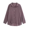 Dorywczo luźne bluzka dla kobiet Lapel Pełna rękaw Kobiece koszule Topy Moda Jedno-Piersi Damskie Koszule Blusas Femme 210527