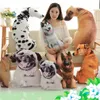 Travesseiro de cão de simulação 3D Sporti Dalmatian Husky Plush Copush Office Napping Home Tallow lavável prático 210611