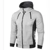 Blixtlås män jacka höst vinter casual fleece rockar bomberjacka halsduk krage mode huva manliga outwear smala fit hoody mww178 210924