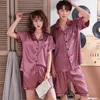 Luxury Pajama Suit Par Pajama Sats Silk Satin Pijamas Sweet Sleepwear Home Suit Pajama För Lover Man Kvinna Lovers 'Kläder 210901
