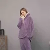 Juillet Song Song Funnel Hiver Pyjamas Ensemble Épaississement 2 Pieces Femmes Sleepwear Casual Casual Lâche Chaud Homewear Polaire Nightwear 211211