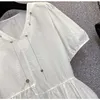 Women Shirts Oversized Blouses Female Tops White Plain Blusa Loose BF Korean Style Summer White Pockets Tops Office Lady 210604