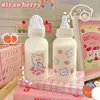 Cute Cartoon Strawberry Bear Glass Pacifier Water Bottle Straw Cup For Adult Children Milk Frosted Bottle Baby Feeding Bottles 2112515