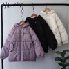 Yitimoky Winter Coat女性パーカー特大ジッパー女性暖かいエレガントなフグジャケット服原宿韓国のファッションパープル211018