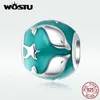 Wostu S925 dolphin pärlor passar original charms armband för kvinnor mode smycken gåva autentiska 925 sterling silver pärlor cqc1295 q0531