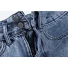 Frauen Kurze Jeans Sommer Breites Bein Mode Stickerei Streetwear Hohe Taille Gerade Hosen Mom Denim Hosen 210809