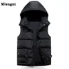 Coton À Capuche Gilet Pour Hommes Hiver Chaud Épais Casual Coupe-Vent Enfants 3 Couleurs Rouge Sans Manches Veste Mâle Classique Gilet 211104