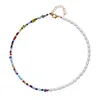 Choker Chokers Style Européen Et Américain Perle En Forme Spéciale Lettre Clavicule Chaîne Multicouche Superposée Couleur Millet Perle Collier