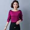 Koreanska mode silke kvinnor skjortor långärmad satin blouses plus storlek xxxl kontor dam s toppar och damer 210531