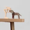 Decor Home Wooden Decorative Miniature Figurines Living Room Decoration Ornaments For Home Puppy Dog Human Wood Craft Sculpture 210607