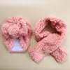 Vinter Barnens huvudband Bow Hat Scarves Set Baby Teddy Velvet Varm Indian Cap Scarf