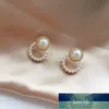 Baru Moda Dikontrak Mutiara Bulat Halus Anting-tintura Coréia Manis Temperamen Yang Elegan Wanita Stud Brincos Perhiasan Femme