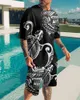 Cool 2 Pcs Men's Set 3D Trunks Fashion Printing Arts T-Shirts+Shorts Sport Suit Men's Hip Pop Casual Sportwear Tracksuit Set G1222