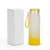 6 colores 500 ml de 17 oz Copas de vidrio de sublimación Botella de agua Gradiente Copa de bebida recta Tazas de vaso con tapas de silicona