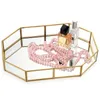 Pudełka do przechowywania Bins Gold Makeup Taca Ozdobna Vanity Dresser Perfumy Biżuteria Talizator Organizator do łazienki Wystrój domu