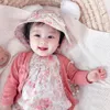かわいい女の赤ちゃんセット服2021ファッションかわいいチェリープリント幼児の子供ドレスショートハットカルディガン4pcsuitトップ27082179298113