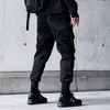 Harajuku Calça Homens Black Jogger Sweatpants Hipping Moda Vintage High Street Elegante Carga Masculina 100% Poliéster 210715