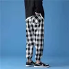 Mens stripe Plaid Harem Pants Casual Pants Male Summer Harajuku Loose Drawstring Wild Pant Man Hip hop Jogger Trousers 211201