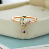 Обручальные кольца Бохо, женщина, белое голубое каменное кольцо, минимальное розовое золото, регулируемое для женщин минималистская свадебная луна