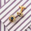 Igameメンズクリスタルカフリンクスシーブルーカラーデザイナーデザイン銅素材Cufflinks WhroelRetail