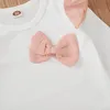 Newborn Clothes Sets Spring Autumn Fashion Girls Outfits White Bowknot Long Sleeves Bow Top+Pink Shorts Baby Child Set Kids Clothing