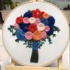 Other Arts And Crafts 3D Europe Bouquet Cross Stitch Kit With Embroidery Hoop Holding Flowers Bordado Iniciante Wedding Decoration300U