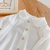 Camicia a maniche lunghe bianca per neonati primavera autunno e pantaloncini carini 2 pezzi imposta abiti da gentiluomo X0802