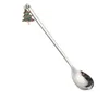 Creative Stainless Steel Christmas Spoon Gift Pendant party favor Coffee Dessert Tea Scoop Kids Drinking Tableware