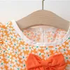 Klänning sommar blommig bowknot baby kläder toddler tjej för tjejer 6-24 månad 210528