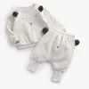Autunno Inverno Ragazzo Cartone animato Abbigliamento carino Pullover Felpa Top + Pant Set di vestiti Vestito per bambina da bambino 210309