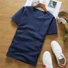 T-shirts 2022 Mode män Bomull Linen Korta ärmar Tillfälligt Solid Färg Man Topp Toppar Tees Plus Storlek 7XL