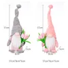 Faceless Dwarf Doll Ornament Holding Tulip Gnome Cute Desktop Decoration Happy Mother's Day Home Party Decor Toys Standing Post w-01302