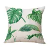 Cuscino/cuscino decorativo 2021 quadrato in cotone e lino stampa foglie verdi tropicali coperture per piante decorazioni per la casa fodere per cuscini per divani lombari