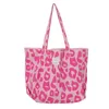 Вечерние сумки розовые леопардовые печать на плечо сумка женщина холст сумка женская повседневная одиночная большая емкости покупательские сумки
