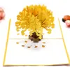 Biglietti d'auguri 3D Carta pop-up per alberi di foglie di ginkgo d'oro per la moglie della mamma Compleanno Grazie congratulazioni San Valentino Regalo per bambini Natale