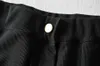 Vårelastiska midja Split Bottoms Shorts Casual Black Crepe 210607