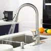 High Arc Brushed Pull Out Spout Kitchen Faucet tap,Stainless Steel Sink Mixer Tap with Sprayer JK2103X5