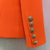 Wysokiej jakości EST Designer Blazer Damski Lwa Przyciski Podwójna Kurtka Neon Orange 211019