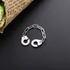 Moonmory Fashion 925 Sterling Silver Handcuff Ring White Paper Clip Chain Menottes Gift For Women And Men Jewelry Dating 220211