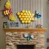 Ornements réalistes d'abeille et de nid d'abeille de faveur de partie décoration colorée d'art de mur en métal pour la maison salon jardin B88