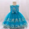 2021 Newboen First Party 1 Birthday Dress For Baby Girl Clothes Lace Princess Dresses Baptism Dress Infant Retro Embroidery Gown G1129