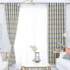 Topfinel Geometric Wave Blackout Curtain For Living Room Modern Printed Yellow Blue Window Treatment Drapes Bedroom Curtain 211203