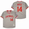 Vintage 1969 1976 Retro Baseball 11 Barry Larkin Jerseys 8 Joe Morgan 13 Dave Concepcion 14 Pete Rose Pullover All Stitched Cool Base Pinstripe White Grey Red Retire