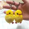Keychains 2022 Cute Pompom Keychain Real Fur Mink Yellow Car Key Pendant Animal Children Toy Gifts For Women Bag266l