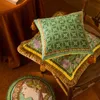 Coussin / oreiller décoratif Jet d'oreiller Coussures Coussin décoratif Sofa carré pour canapé Couch 18x18 pouces Alphonse Maria Muta Muta Art vert foncé